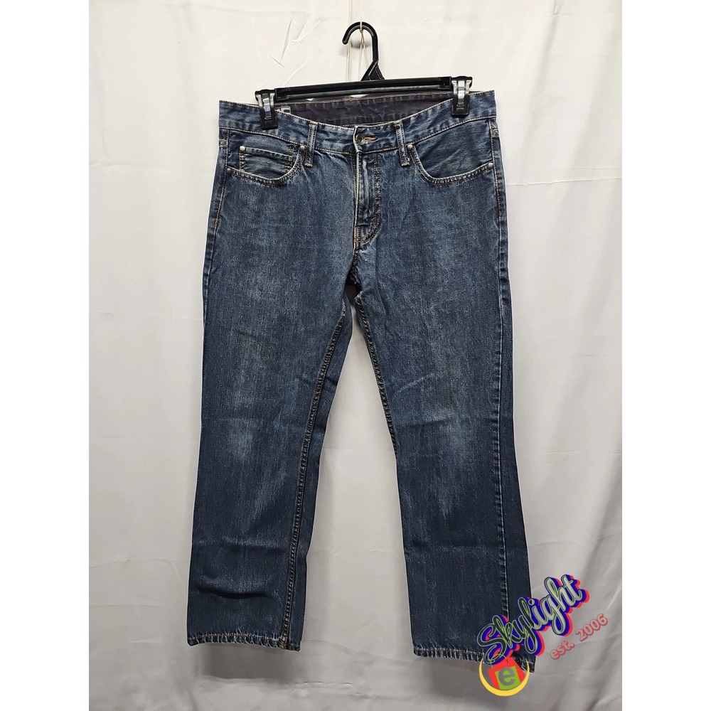 J. Ferrar JF Mens 34x30 Slim Straight Denim Blue Medium Wash Jeans
